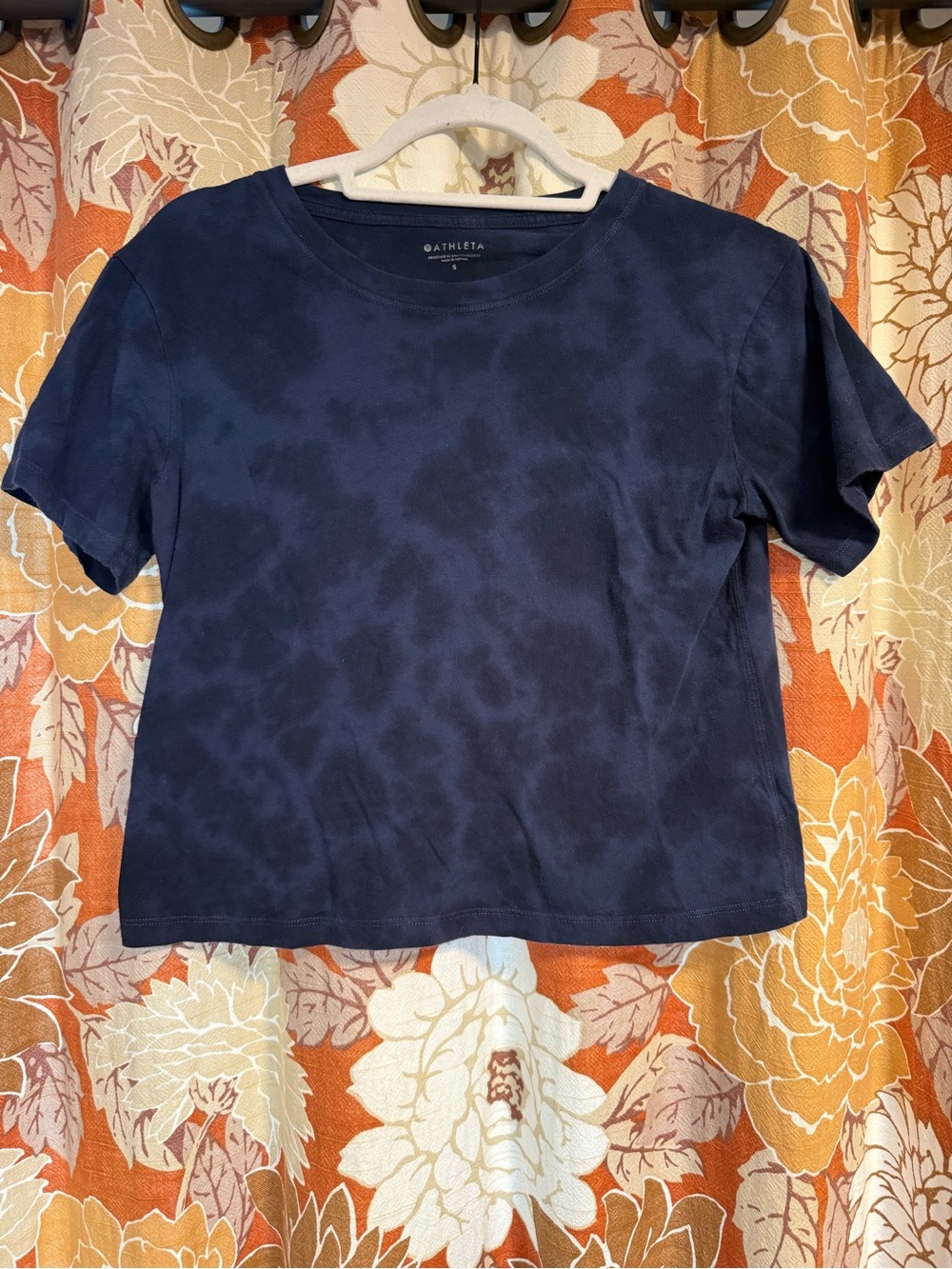 Athleta Navy Tie-Dye Short Sleeve Tee - Relaxed Crew